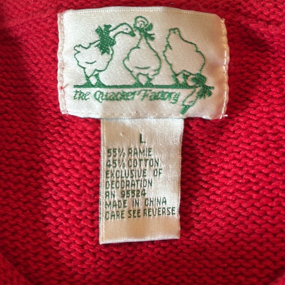 Vintage QUACKER FACTORY Size Large 4th Of July America USA Cardigan Cotton Ramie - Picture 10 of 13